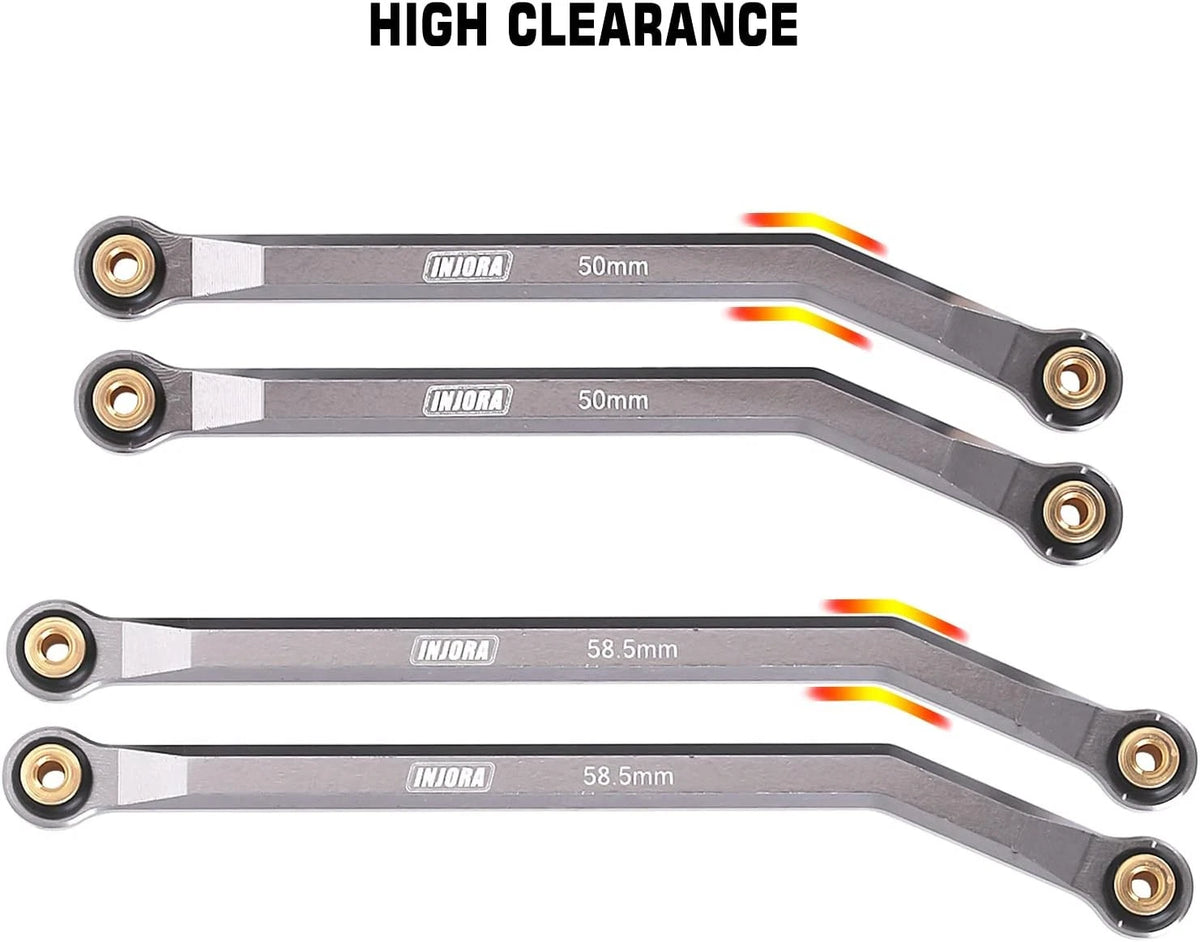 INJORA High Clearance Front 4 Links Set for SCX24 C10 JLU Bronco Base Grey