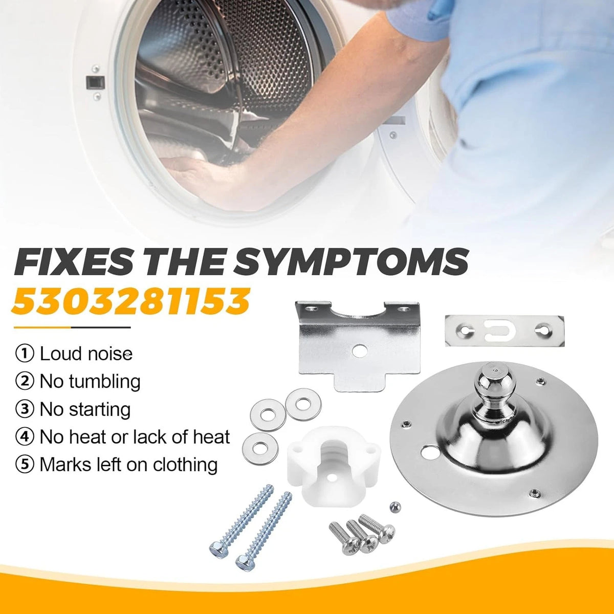 Upgraded 5303281153 Dryer Rear Drum Bearing & 134503600 Belt Kit...
