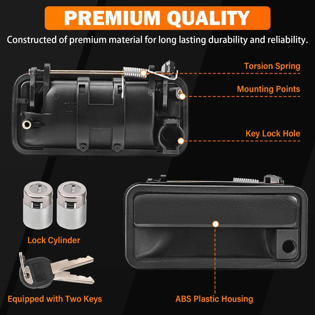 Yinlowa Exterior Door Handles w/Lock Cylinder & Keys for Chevy C1500 Black