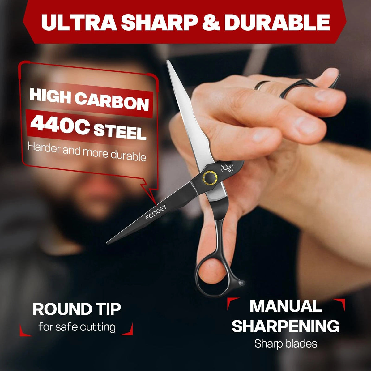 Professional Barber Hair Cutting Scissors Shears Right Hand - 6.8" HIGH-END...