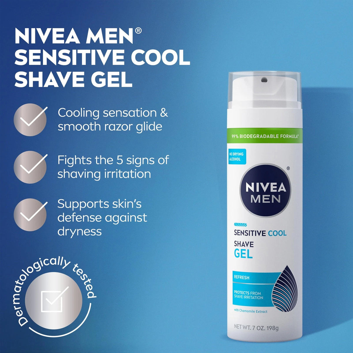 NIVEA MEN Sensitive Cool Shave Gel for 7 Ounce (Pack of 3), white