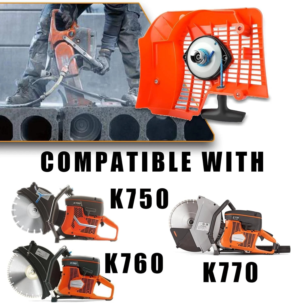 K760 Recoil Starter Assembly 584886804 for Husqvarna Concrete Cut Off Saw...