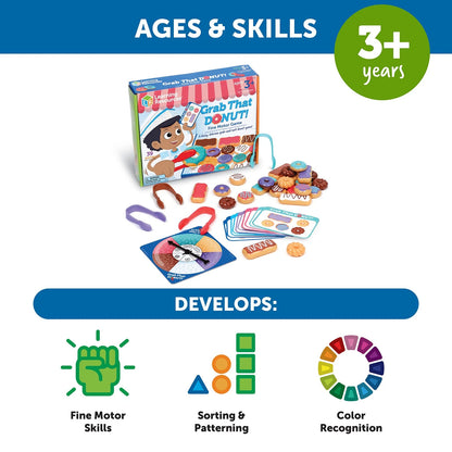 Learning Resources Grab That Donut! Fine Motor Game - Medium, Multicolor
