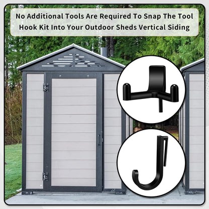 Qiyaz 8 Pcs J/V Shed Storage Hooks, Accessories, Compatible with Black