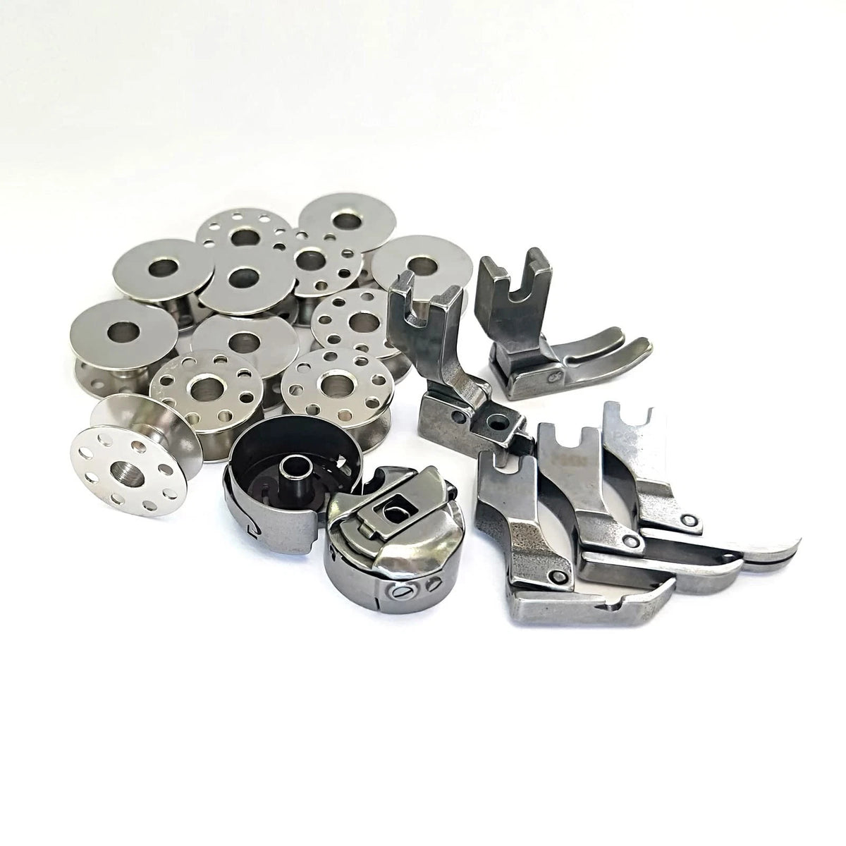 Essentials Kit Presser Foot Bobbins and Bobbin Cases for Juki Silver