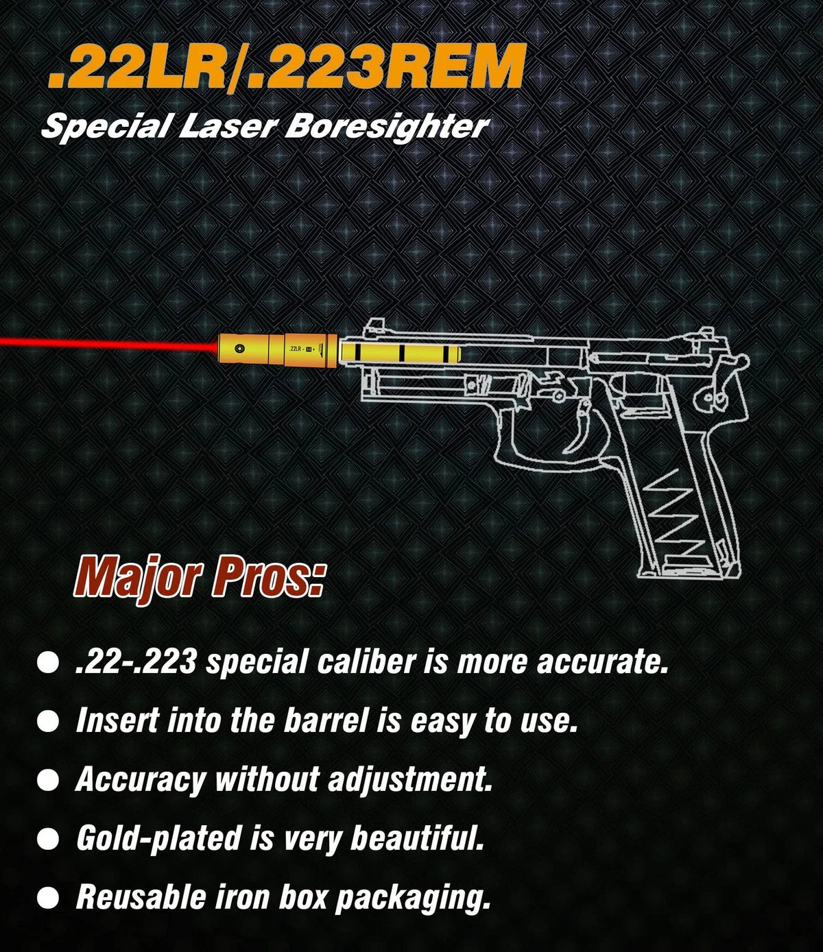 BOOLIT EYE .22LR/223REM Special Laser Boresighter End 223 5.56MM, Red