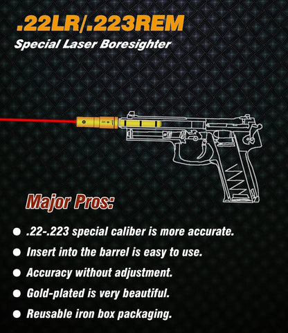 BOOLIT EYE .22LR/223REM Special Laser Boresighter End 223 5.56MM, Red