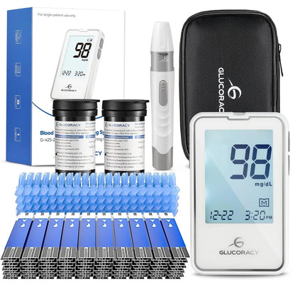Glucoracy Blood Glucose Monitor Kit with 100 Sugar Test 100 Strips