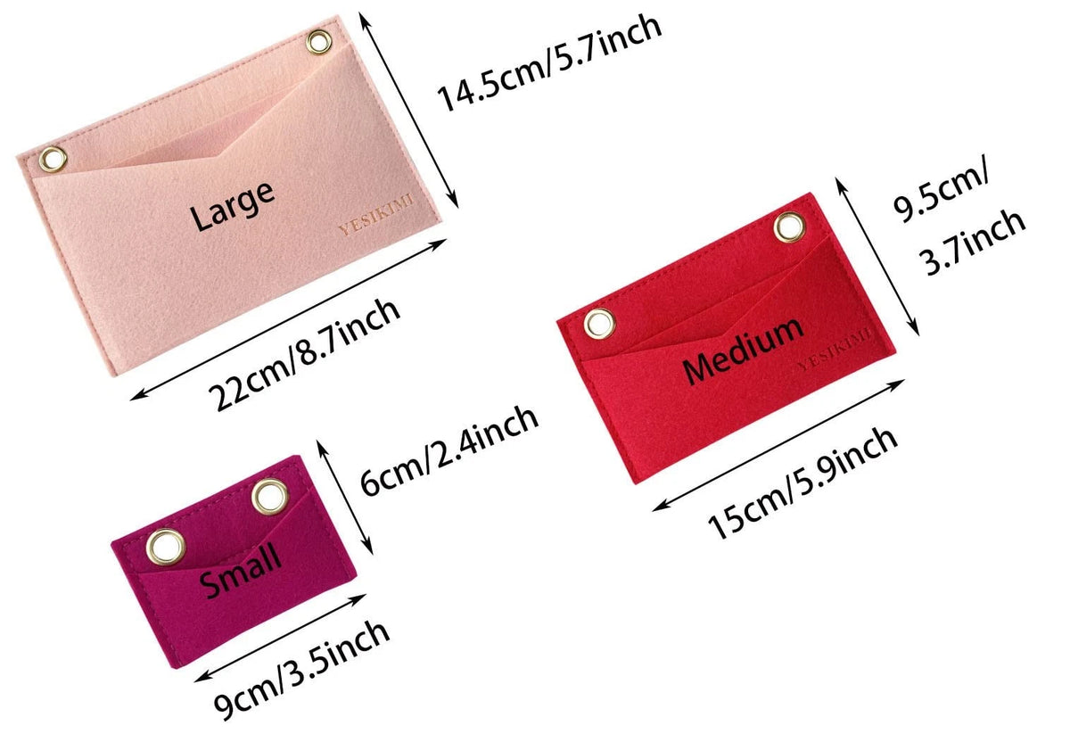 YESIKIMI 1 Set(3pcs) Felt Purse Organizer Insert with Chain Conversion Pink