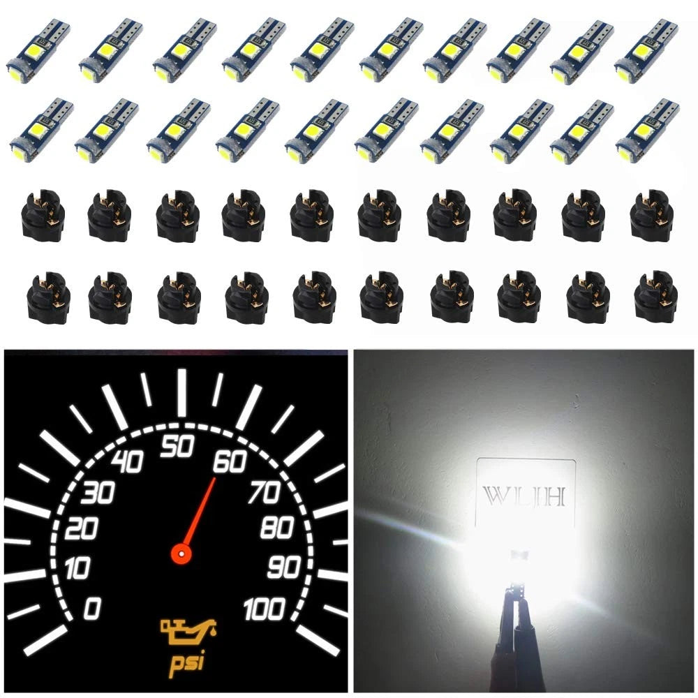 WLJH 74 Led Bulb Dash Lights Super Bright T5 2721 37 70 286 Wedge mini, White