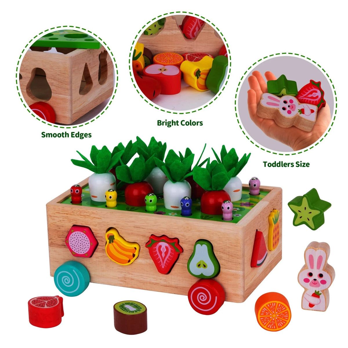 Toddlers Montessori Wooden Educational Toys for Baby Boys Middle, Multicolor