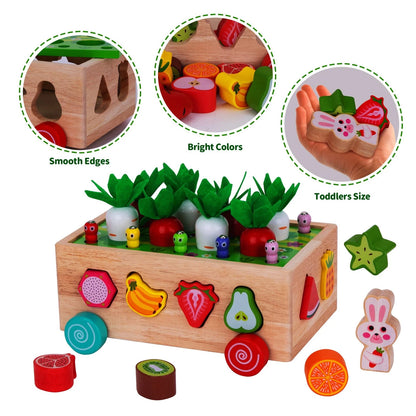 Toddlers Montessori Wooden Educational Toys for Baby Boys Middle, Multicolor