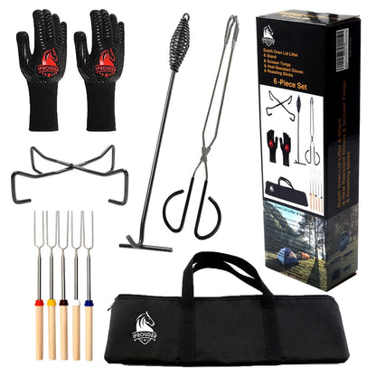 IPROUDER 6-in-1 Dutch Oven Camping Accessories Kit - 6 piece set, Black