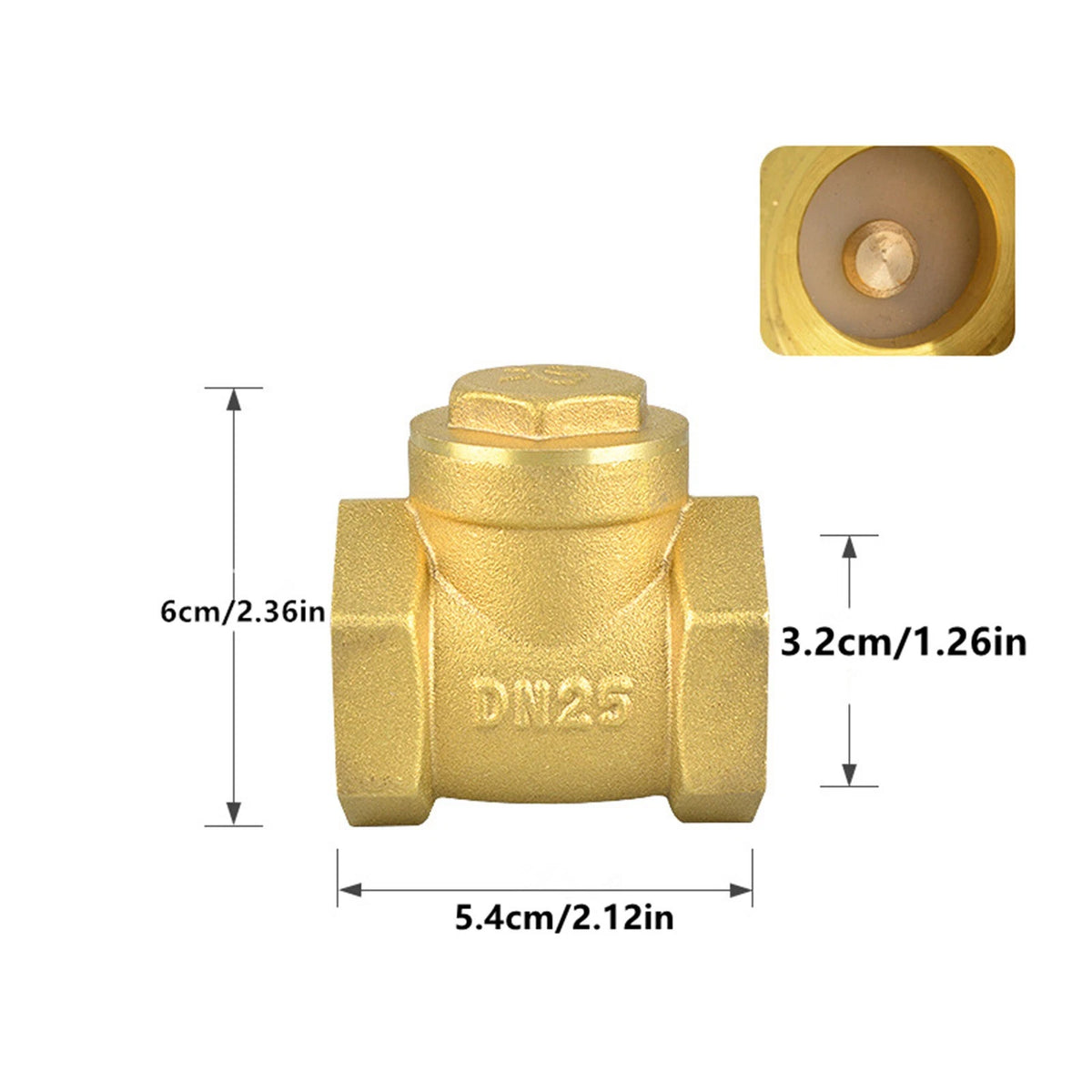 1PC Brass 1 Inch Check Horizontal Valve NPT Threaded Water Medium