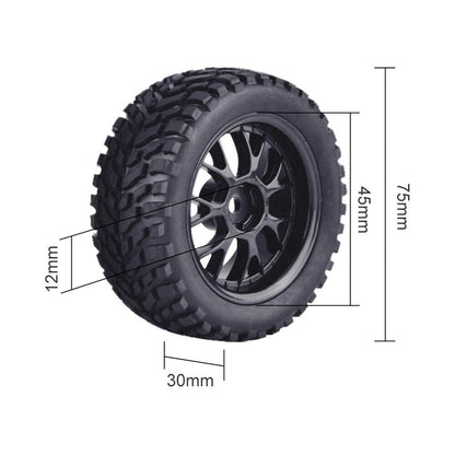 1/10  4* 75mm Rubber Rally Car Wheel Rim&Tires Hex For HSP HPI RC Racing Car