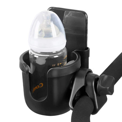 Accmor Stroller Cup Holder with Phone Holder, 1 Count (Pack of 1), All Black