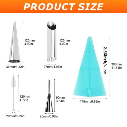 35pcs Cannoli Tubes Molds Kit, Non-stick Cream Horn 3.3x2.4cm, Silver