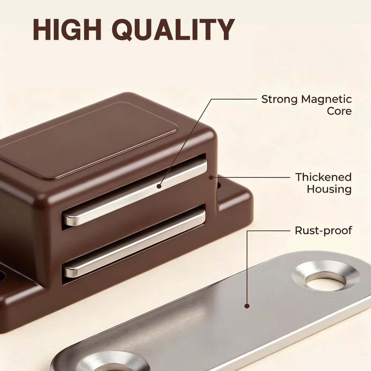QEDT Cabinet Magnetic Latch - 12 Pack Brown 1.77”x0.59”x0.55”,