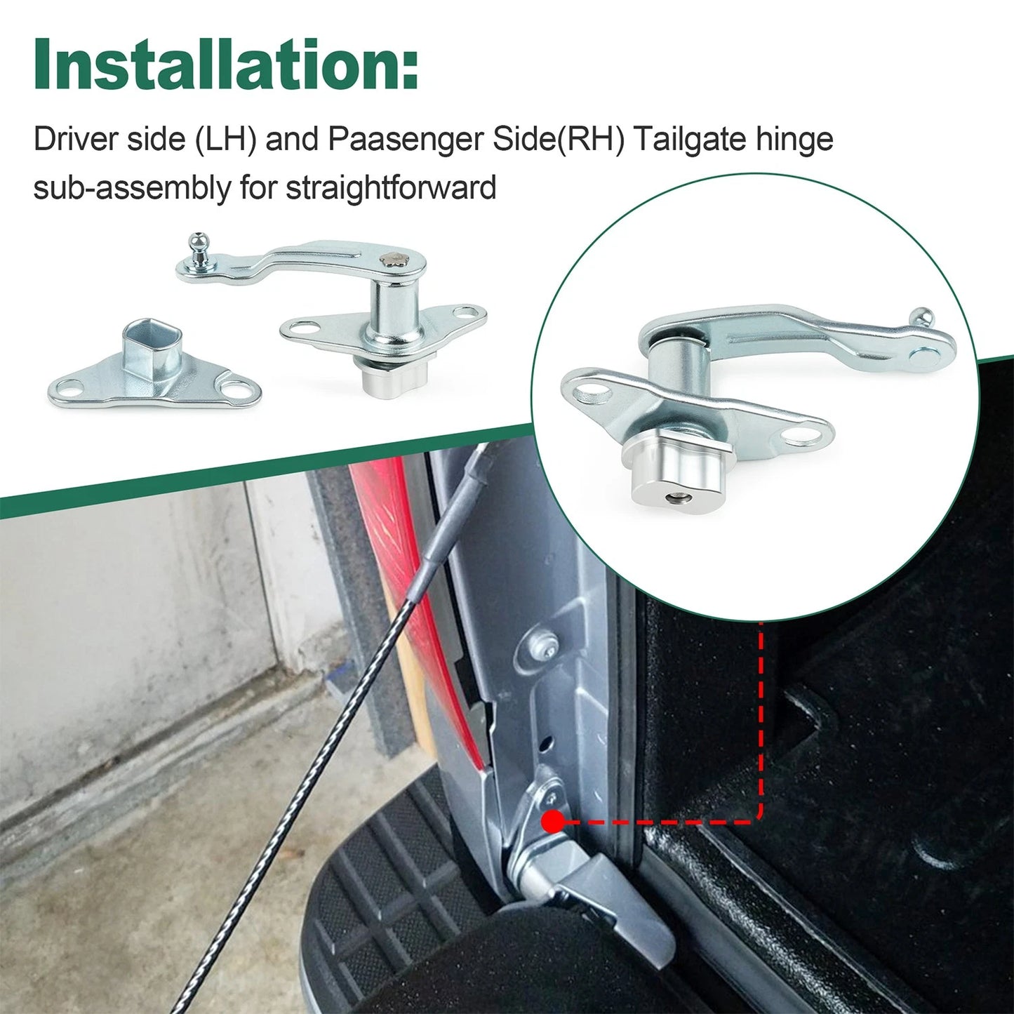 Tailgate Support Hinge LH & RH for 2007-2021 Toyota Tundra, Upgrade Aluminum