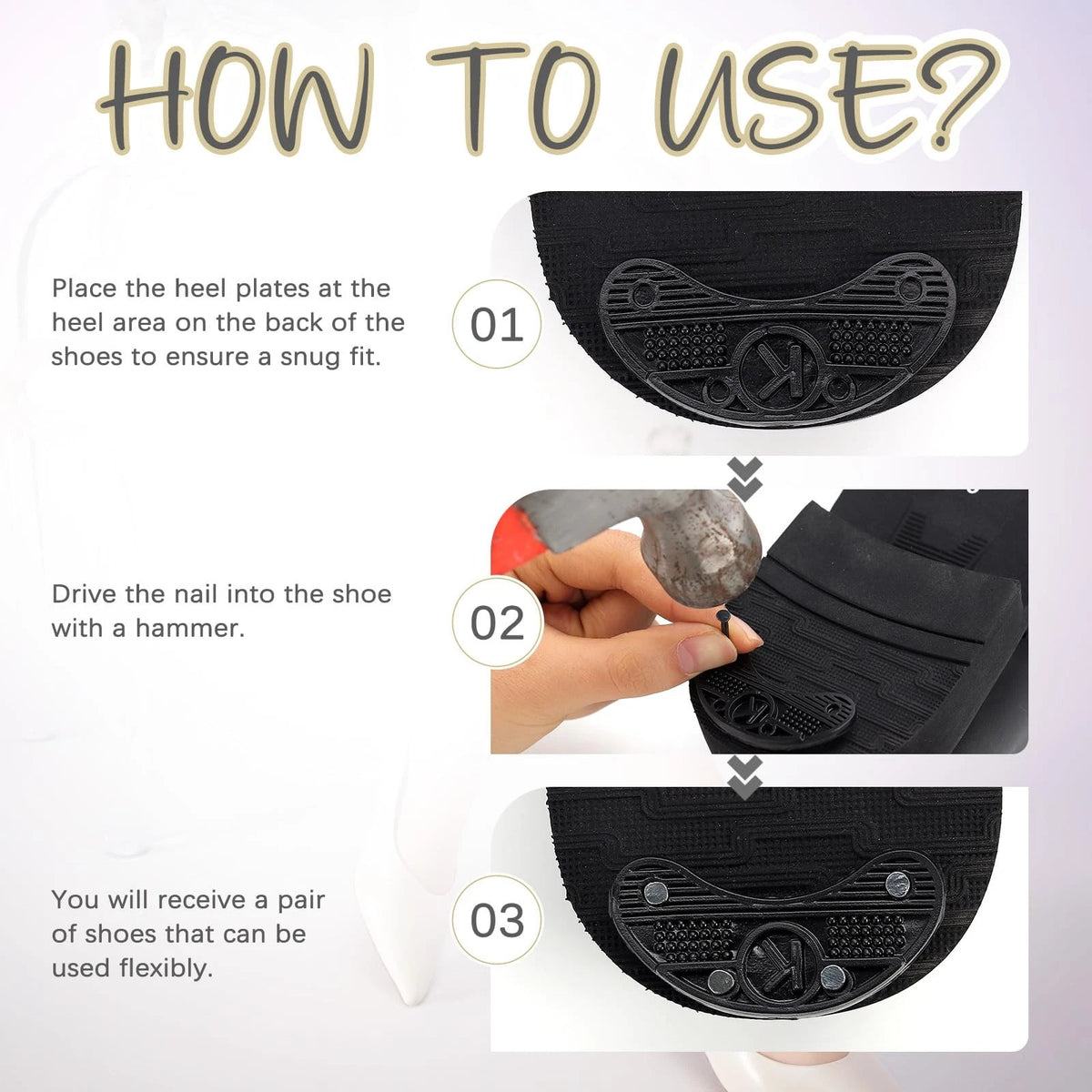 36 PCS Black Rubber Heel 2 * 1 Inch (length) x 0.2 (thickness),