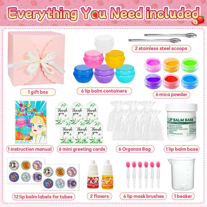 WhizToys 39Pcs Lip Balm Making Kit for Girls 48 Count (Pack of 1), Pink-Small