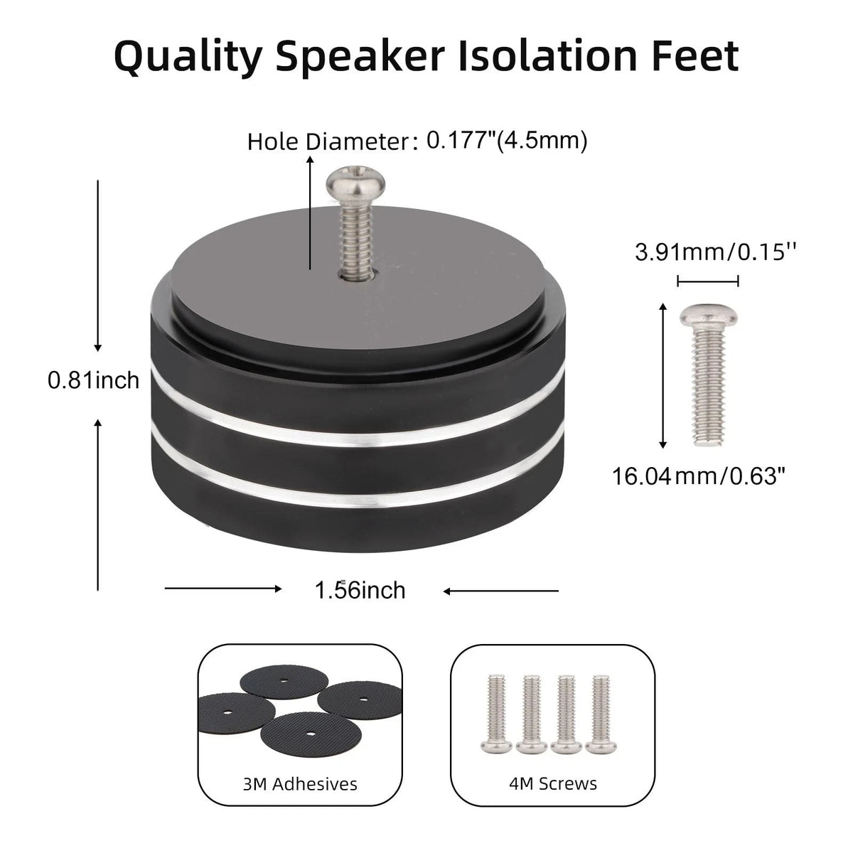 Monosaudio 4Pcs 40x20mm Speaker Isolation Feet Single-sided 3M Black