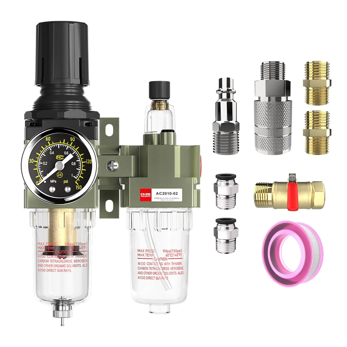 CNZG PNEU NPT 1/4 Air Regulator with Gauge,Air Compressor Water 1/4"NPT