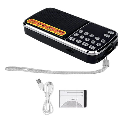 Portable Radio AM FM Digital Screen uses a rechargeable BL-5C lithium battery
