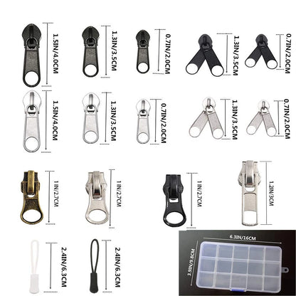 Meikeer 252Pcs Zipper Repair Kit Replacement Pulls Black, White, Silver/Gray