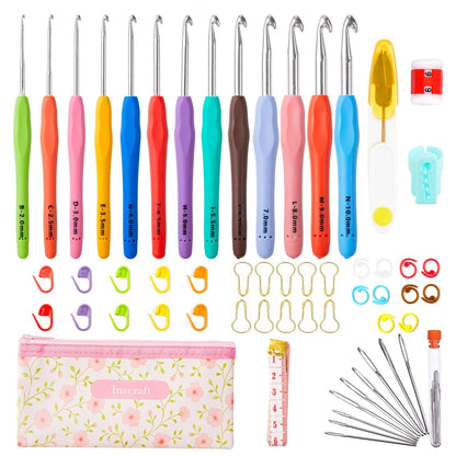 INSCRAFT 67 Pack Crochet Hooks Set, 13 67 Pcs Hook Multicolor