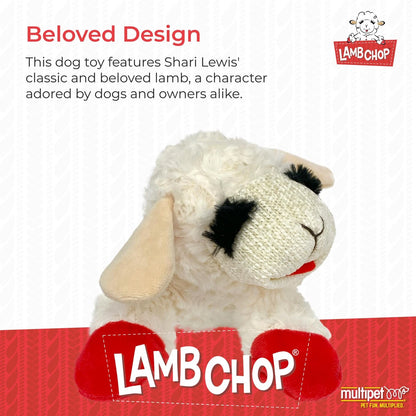 Multipet Lamb Chop Dog Plush Toy - Squeaky for Small & Medium 10", White