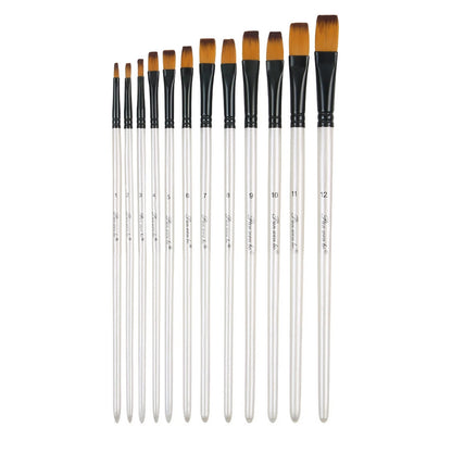 12Pcs Nylon Wool Artist Paint Brushes Fit For Watercolour Acrylic Gouache Tool