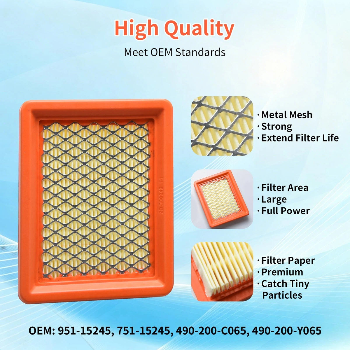 2 Pack Air Filter 751-15245 For MTD 159cc OHV Lawn Mower Improves Combustion