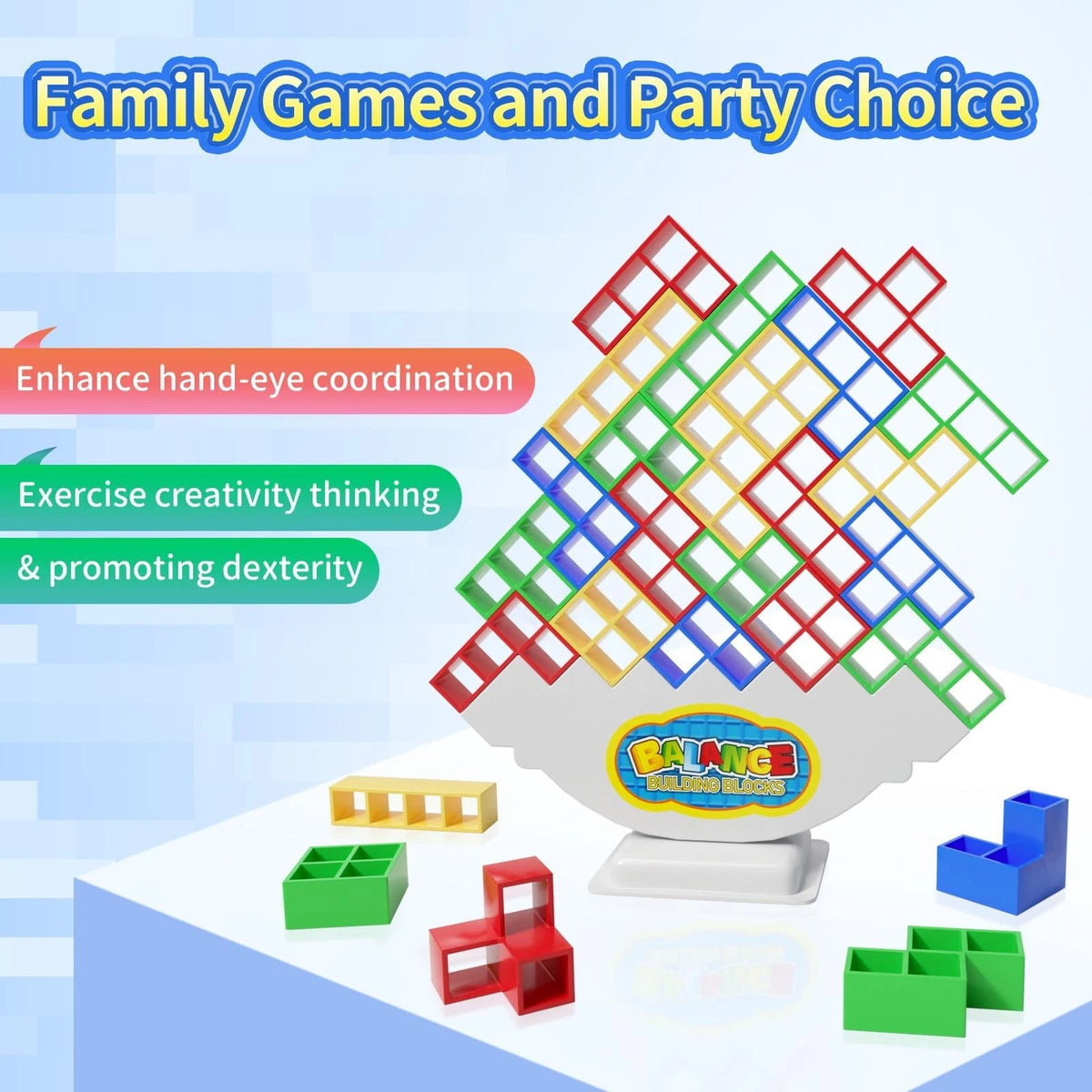 Ziogogco 48 Pcs Game Gifts, Balance Stacking Small, Blue, Red, Green, Yellow