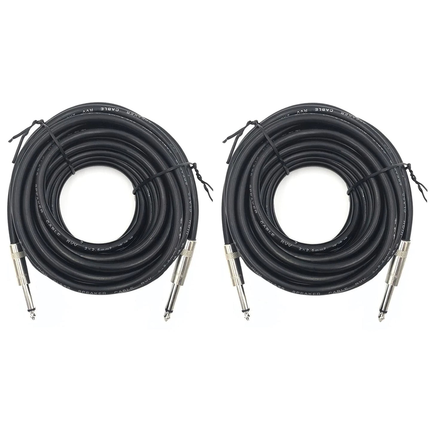 ROCMUZZK 2 Pack 30ft 1/4 Inch to Male Speaker 30 ft(2 Pack), Black