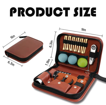 SirChic Golf Accessories Kit for Men, Useful Bag Gifts Set Brown