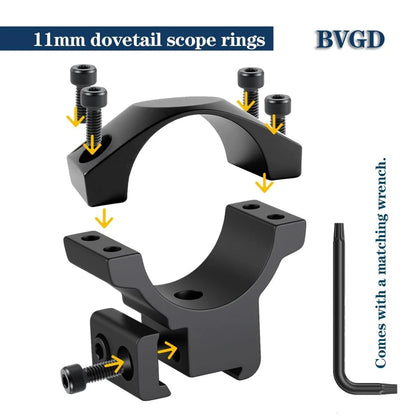 BVGD 30mm Dovetail Scope Rings, High Profile, Medium-1.26 inch Height, Black