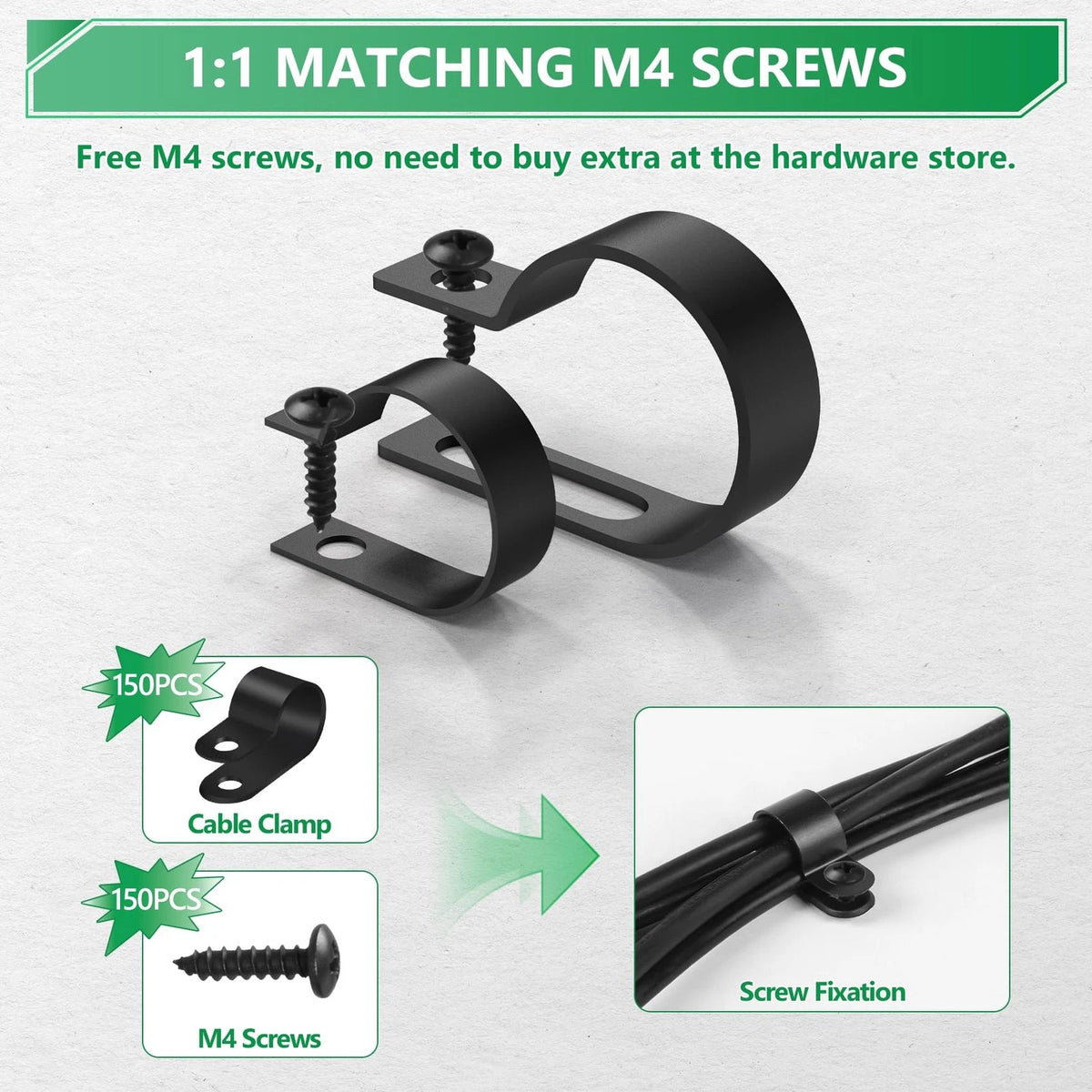 Cable Clips for Management Cord Organizer, 6 Sizes 290pcs, 290PCS Black