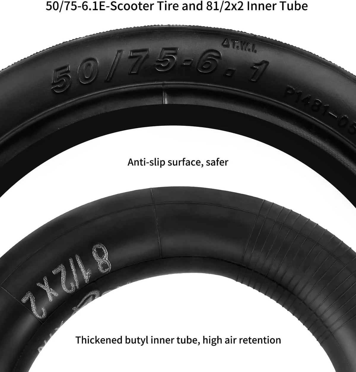 50/75-6.1 Scooter Tire Replacement 8.5 Inch Tube for Gotrax gxl 8.5x2