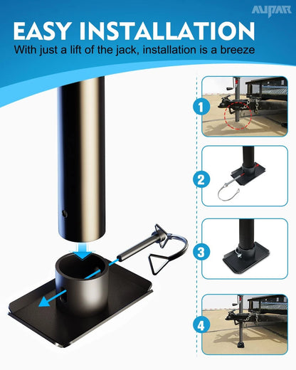 Aupar Trailer Jack Foot Plate with 3.9 inches x 6.3 x 2 inches, Black
