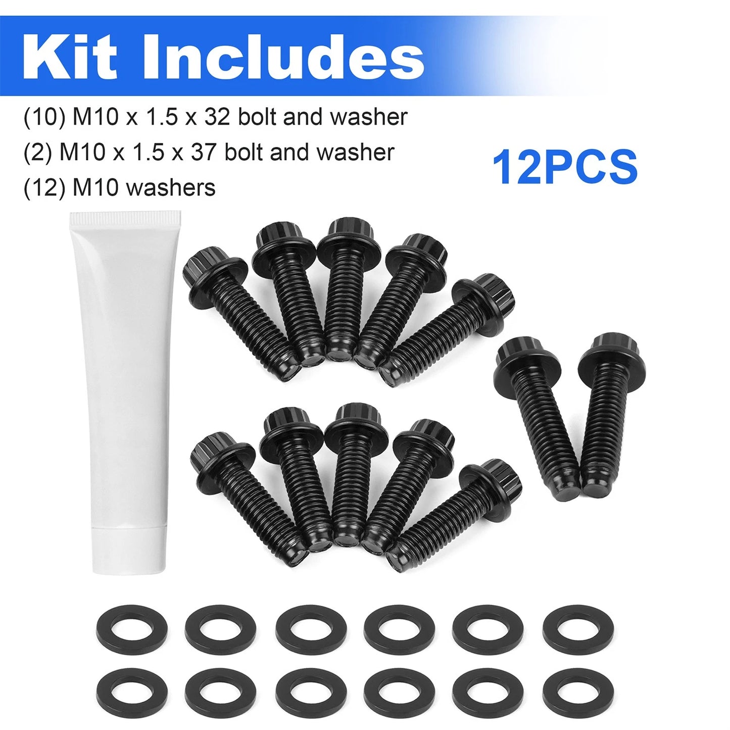 Up Pipe Bolt Set for 2001-2016 GMC Sierra 2500/3500 Duramax 6.6L V8 Diesel-12PCS