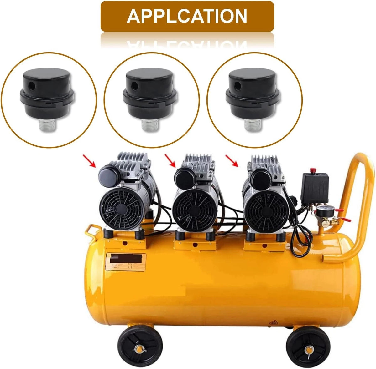 Pack of 2 Air Compressor Silencer with Replacement Elements, 1/2" Thread 1/2