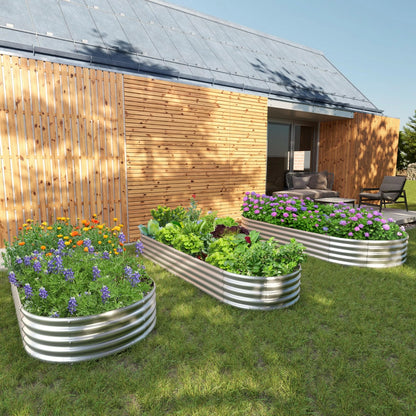 Easllre 2PCS 6x3x1ft Galvanized Metal Raised Garden Bed 6x3x1(2PCS), Silver