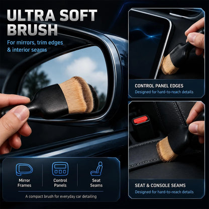 7PCS Car Detailing Brush Set, Ultra Soft Boars Bristles Interior...