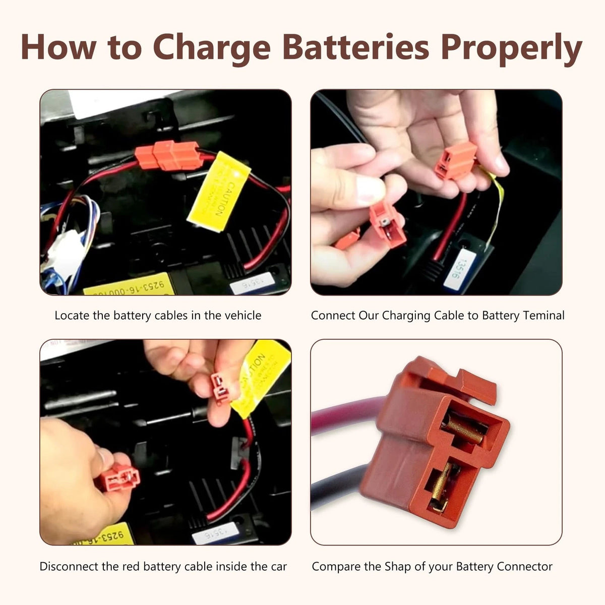 6 Volt Battery Charger for Kids Electric Car, Compatible with Charger, red