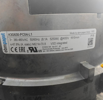 K3G630-PC04-L1 for ebmpapst AC 400VAC Centrifugal Fan For Cabinet Cooling