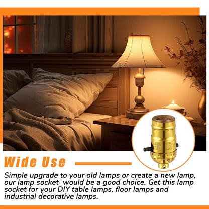 Saysurey 2 Pack UL Listed Lamp Socket with Push On/Off, E26 Threaded Gold