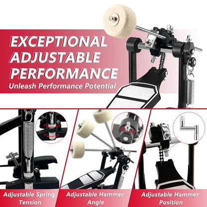 Bass Drum Pedal,Double Pedal Mount Double Chain Drive Foot Single