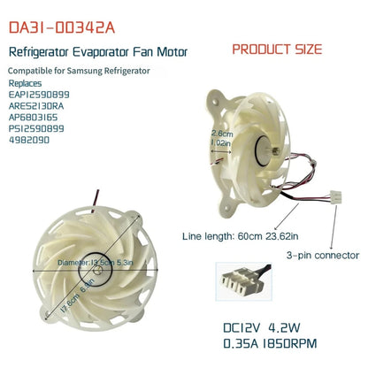 DA31-00342A Evaporator Fan Motor Part for Samsung Refrigerator 4.2W AP6803165