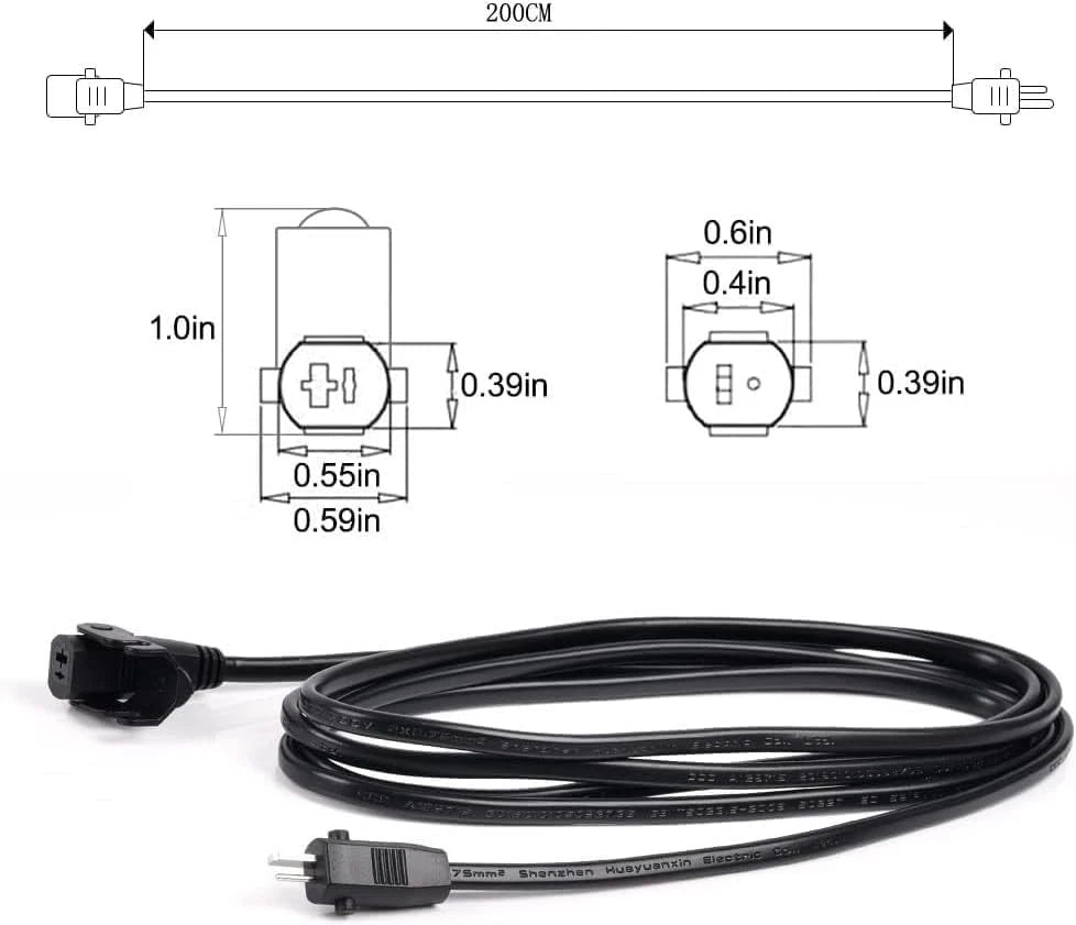 Universal Power Cord for Recliner Chair - 2-Pin 29V 2A Cord, Black
